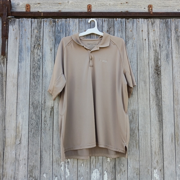 5.11 Tactical Polo Shirt Mens 2XL Silver Tan Performance Technical Utility Work - Picture 1 of 6